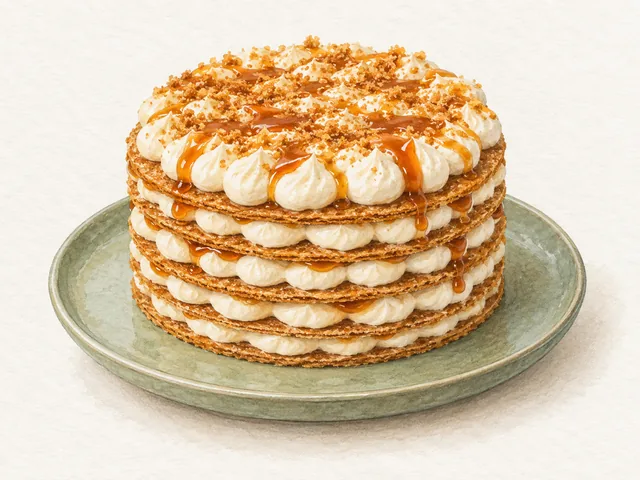 Открытый медовик с солёной карамелью